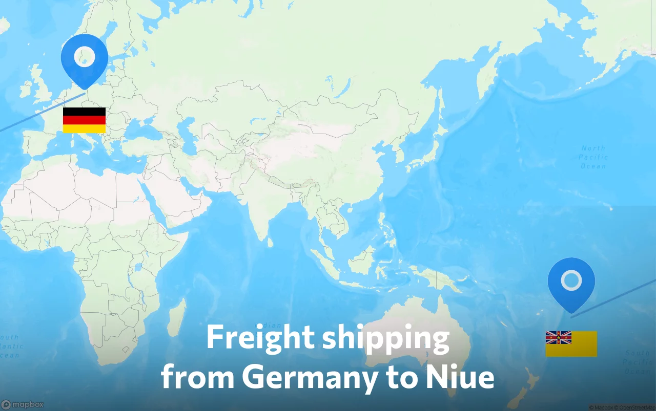 Shipping route from Germany to Niue