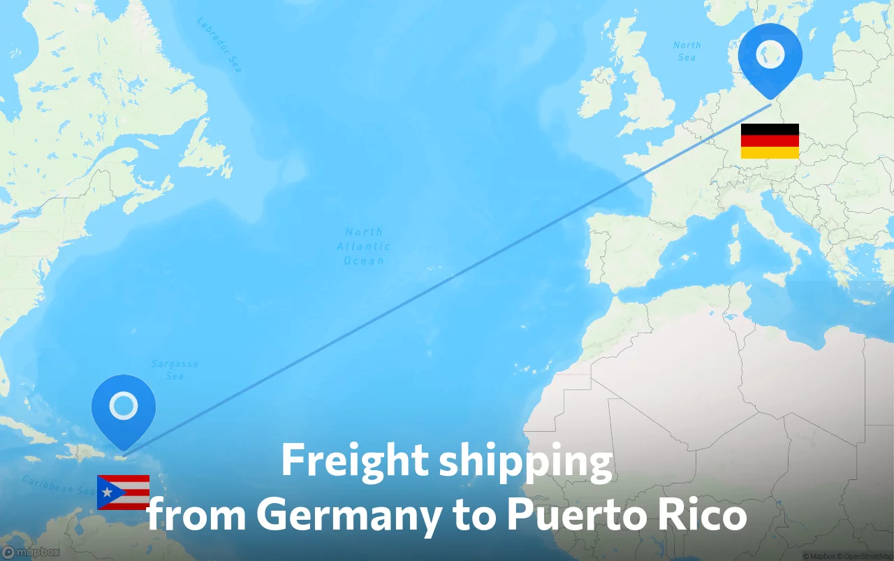 Shipping route from Germany to Puerto Rico