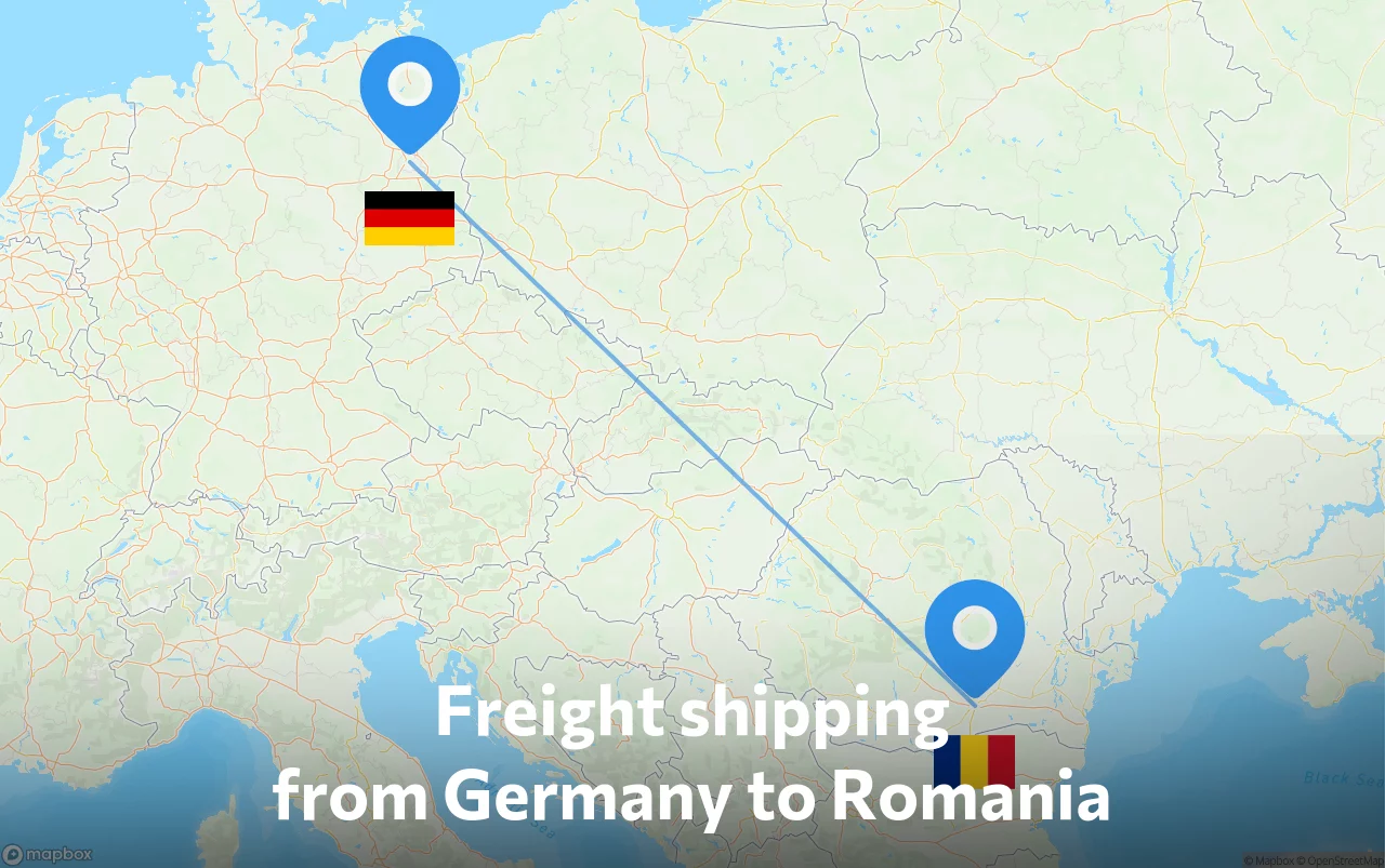 Shipping route from Germany to Romania