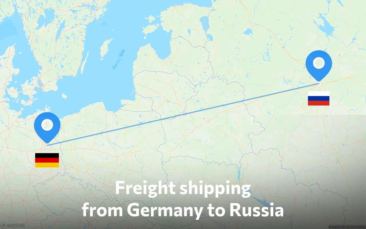 Shipping route from Germany to Russia