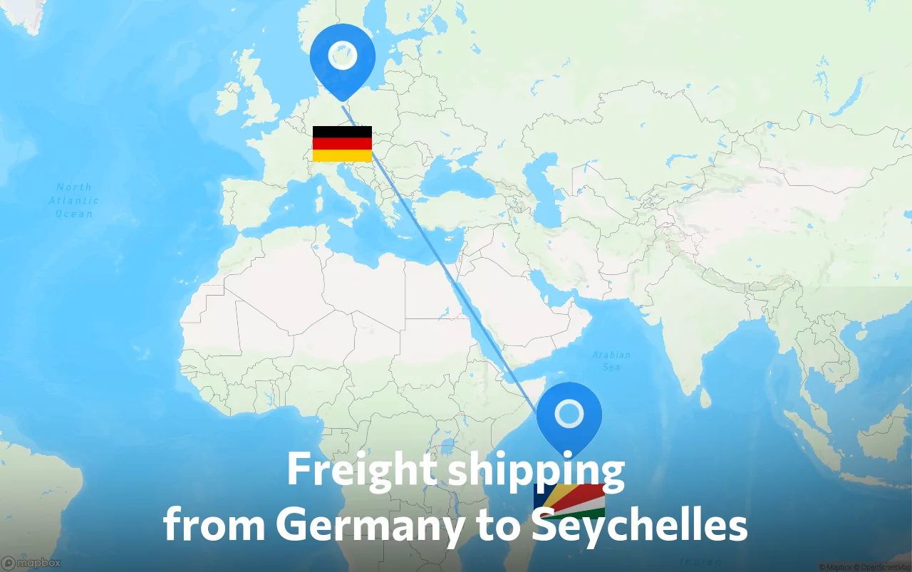 Shipping route from Germany to Seychelles