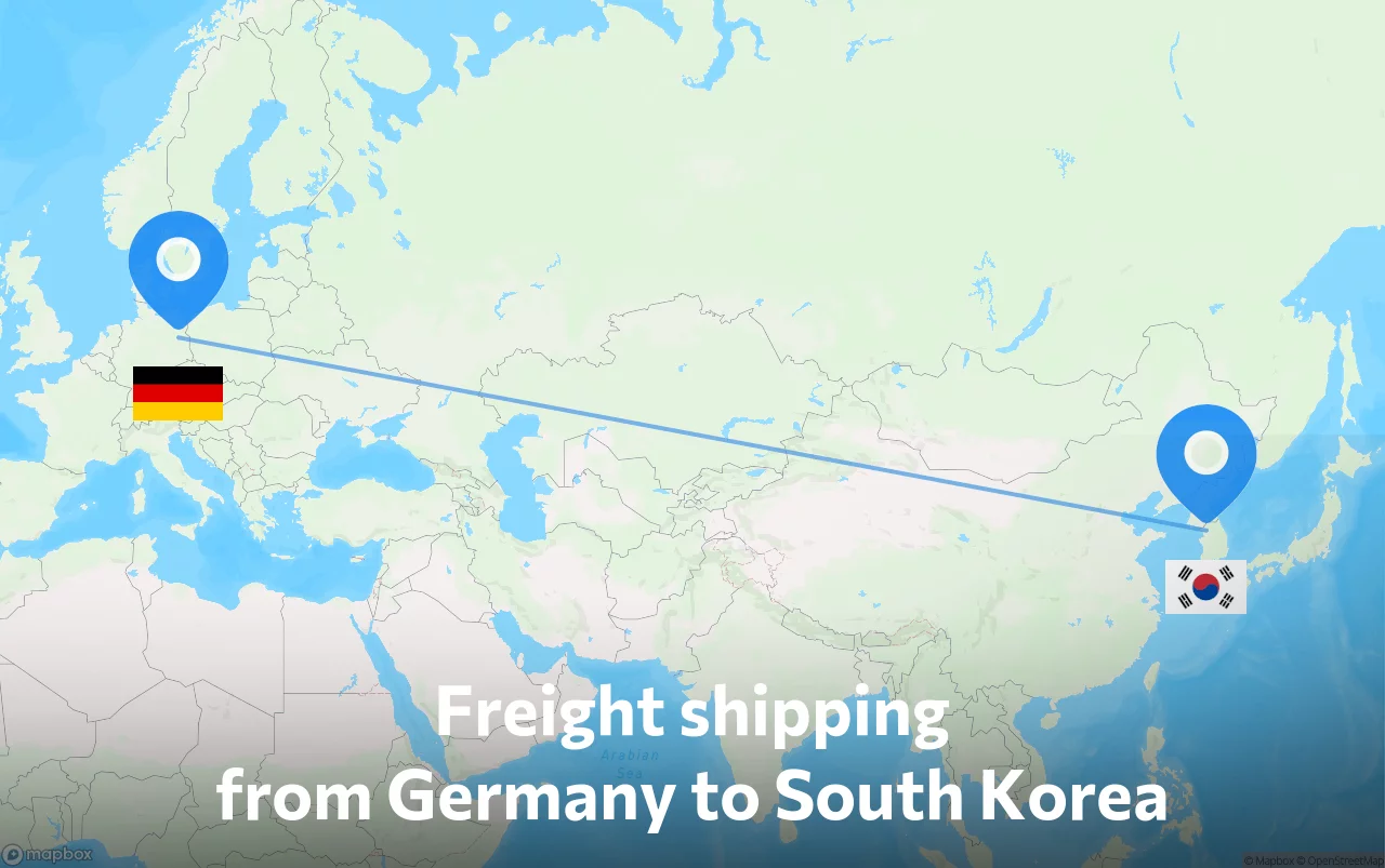 Shipping route from Germany to South Korea