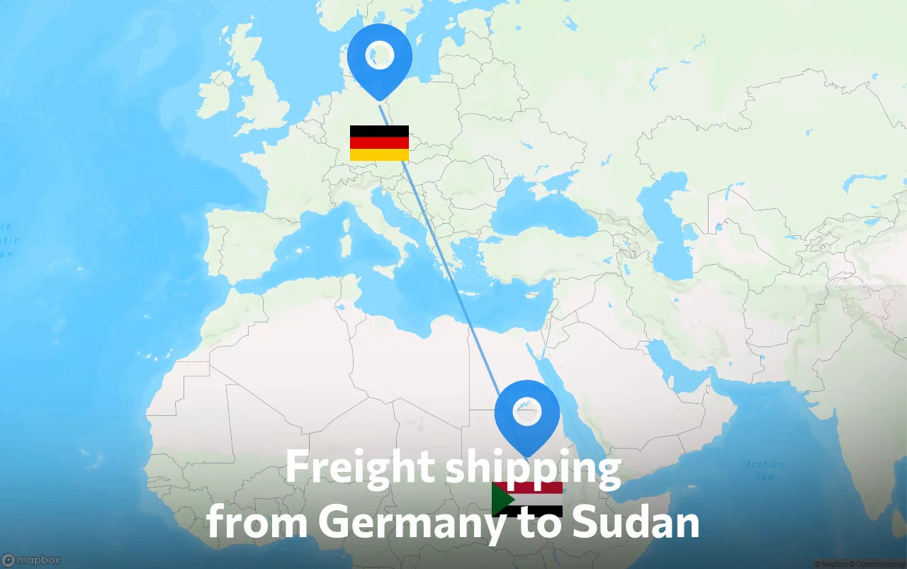 Shipping route from Germany to Sudan