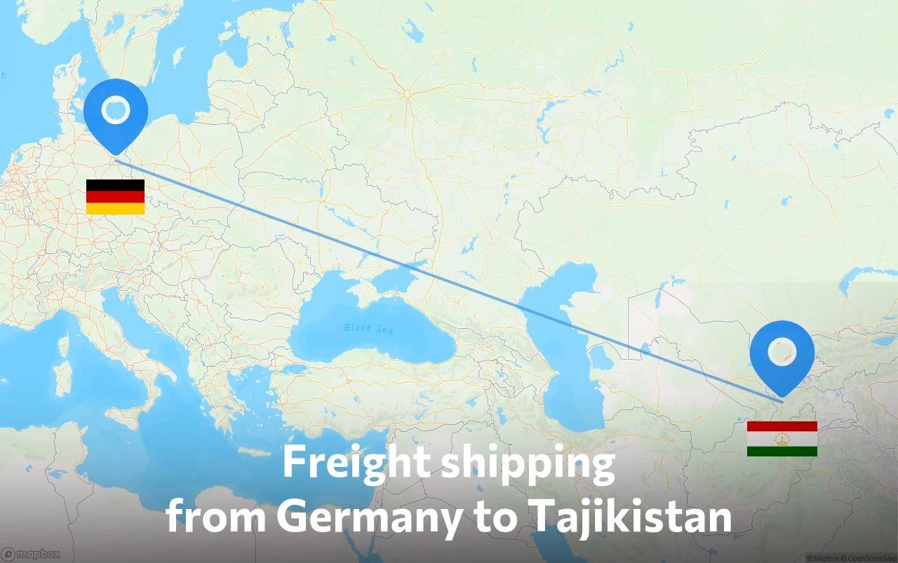 Shipping route from Germany to Tajikistan