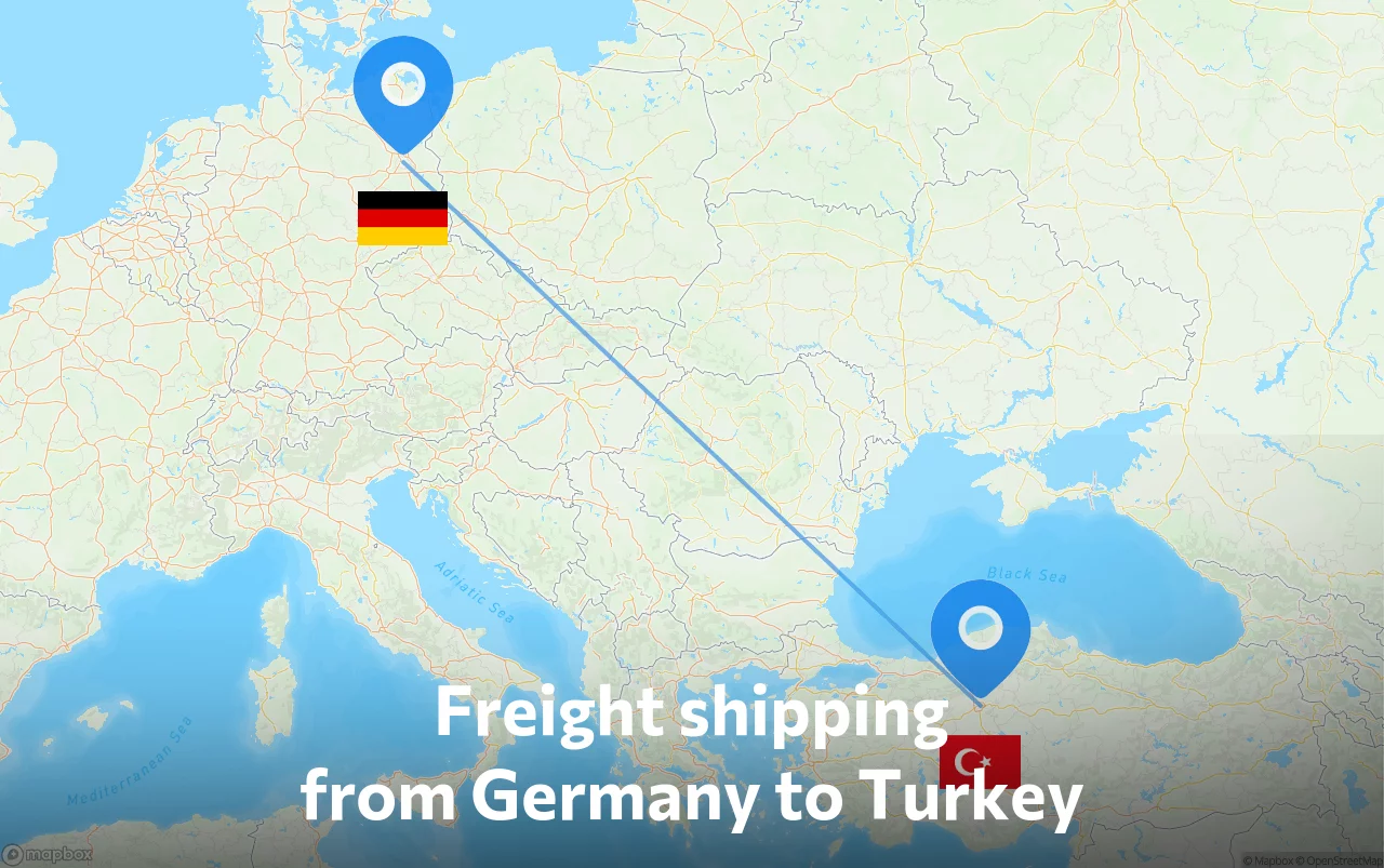 Shipping route from Germany to Turkey