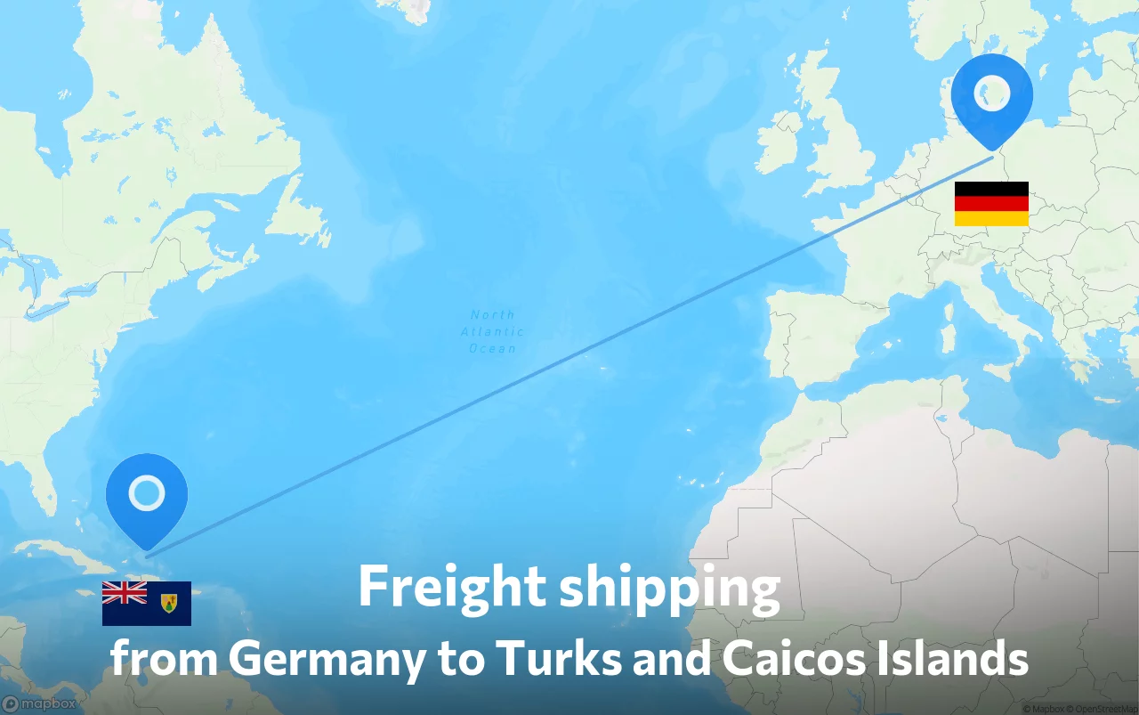 Shipping route from Germany to Turks and Caicos Islands