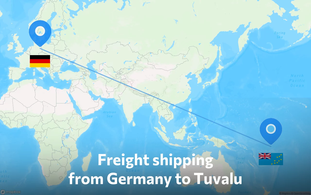 Shipping route from Germany to Tuvalu