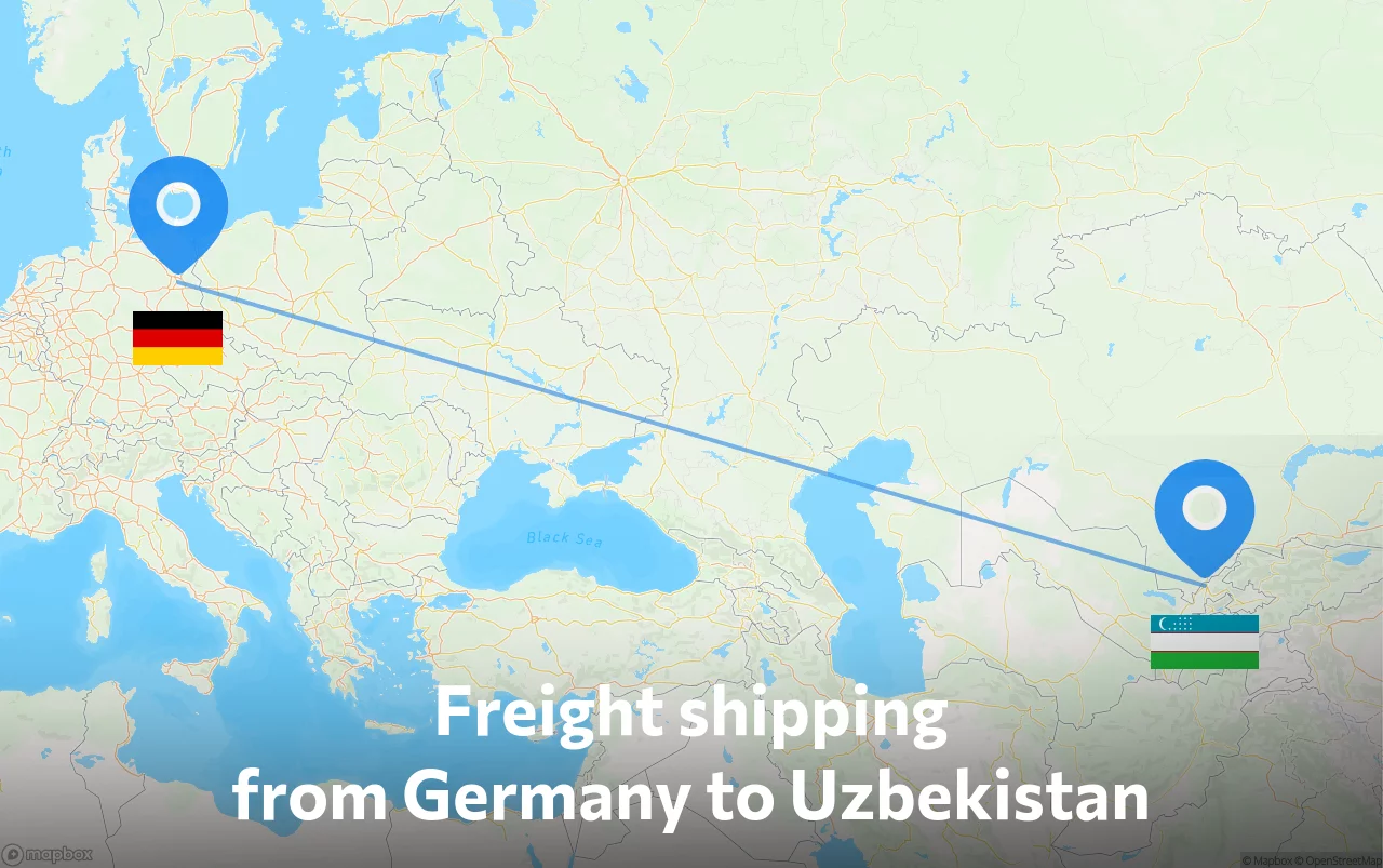 Shipping route from Germany to Uzbekistan