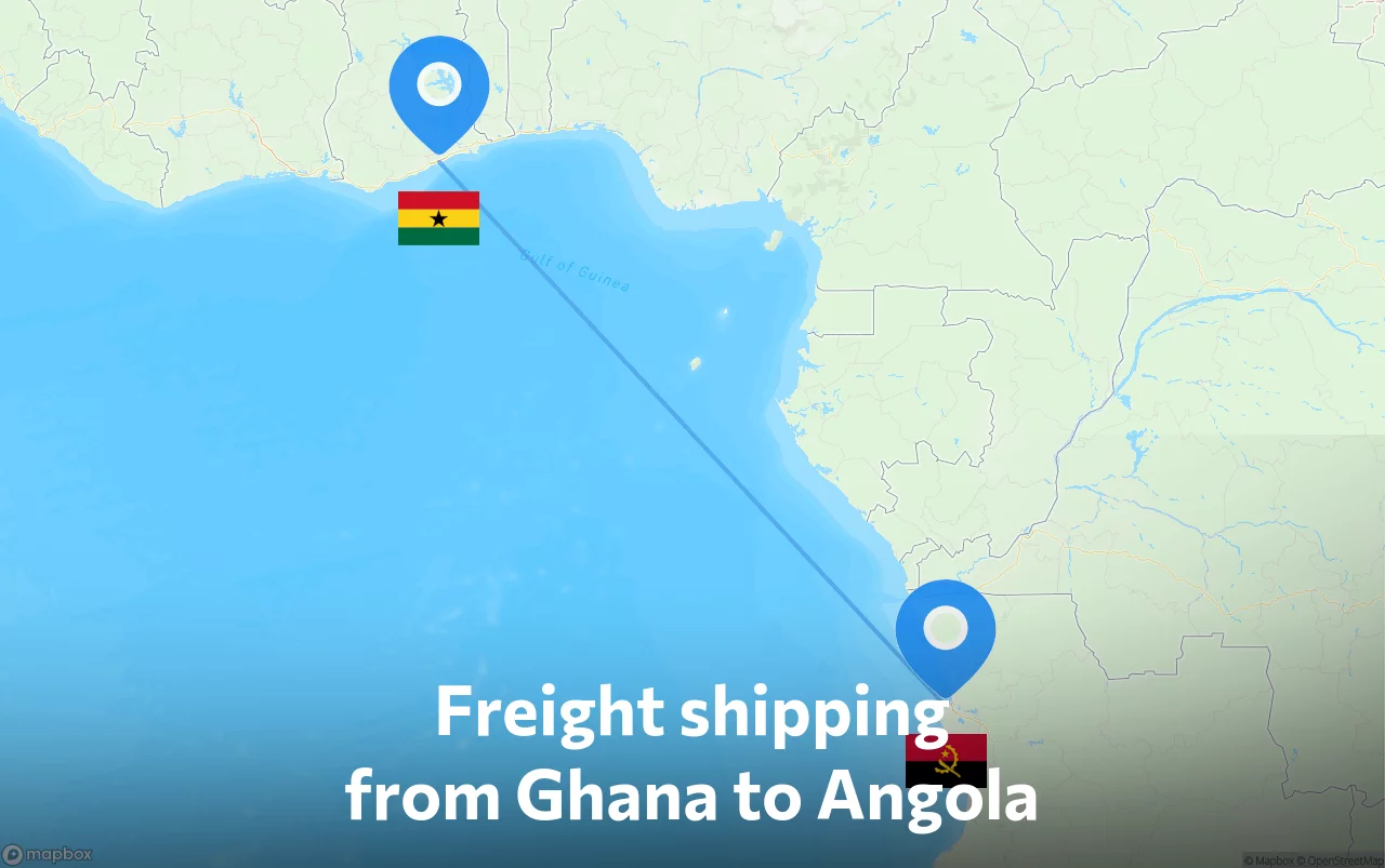 Shipping route from Ghana to Angola