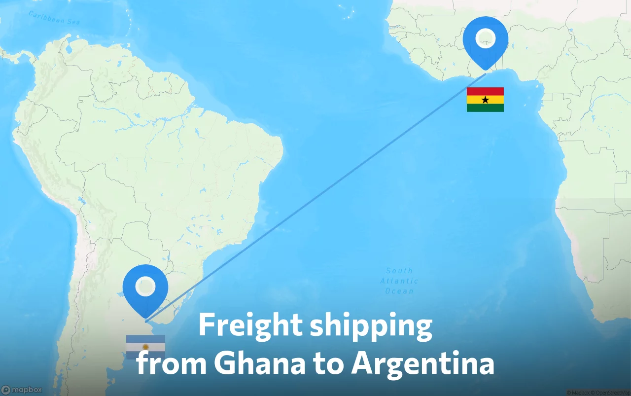 Shipping route from Ghana to Argentina