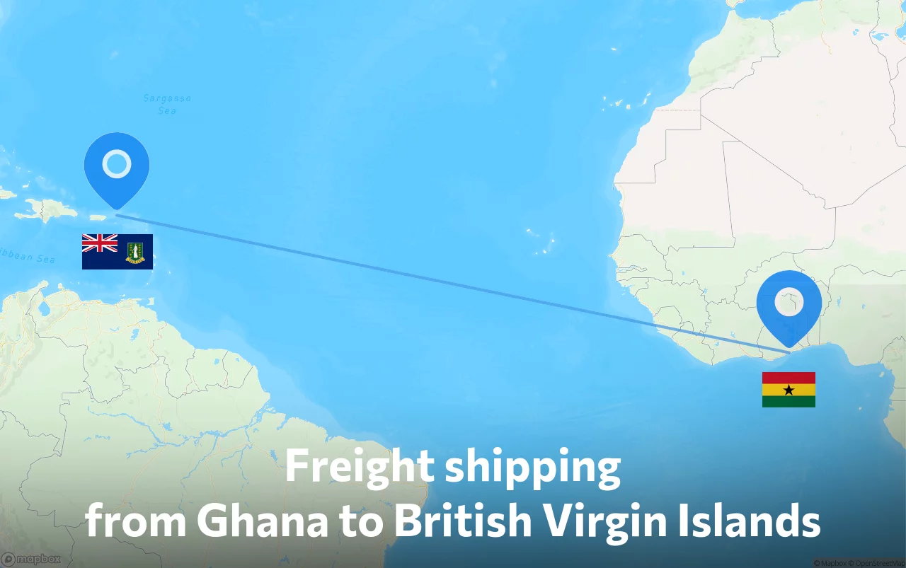 Shipping route from Ghana to British Virgin Islands