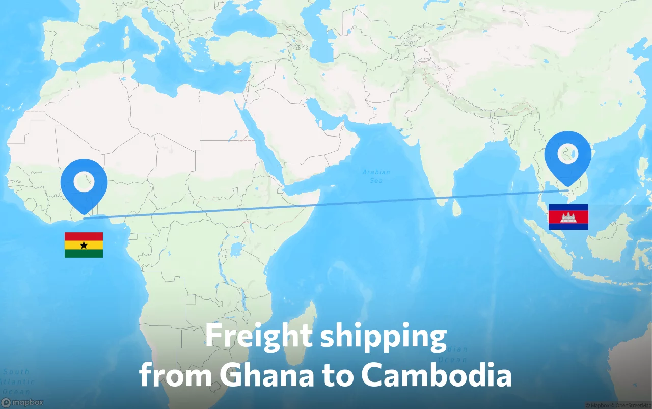 Shipping route from Ghana to Cambodia