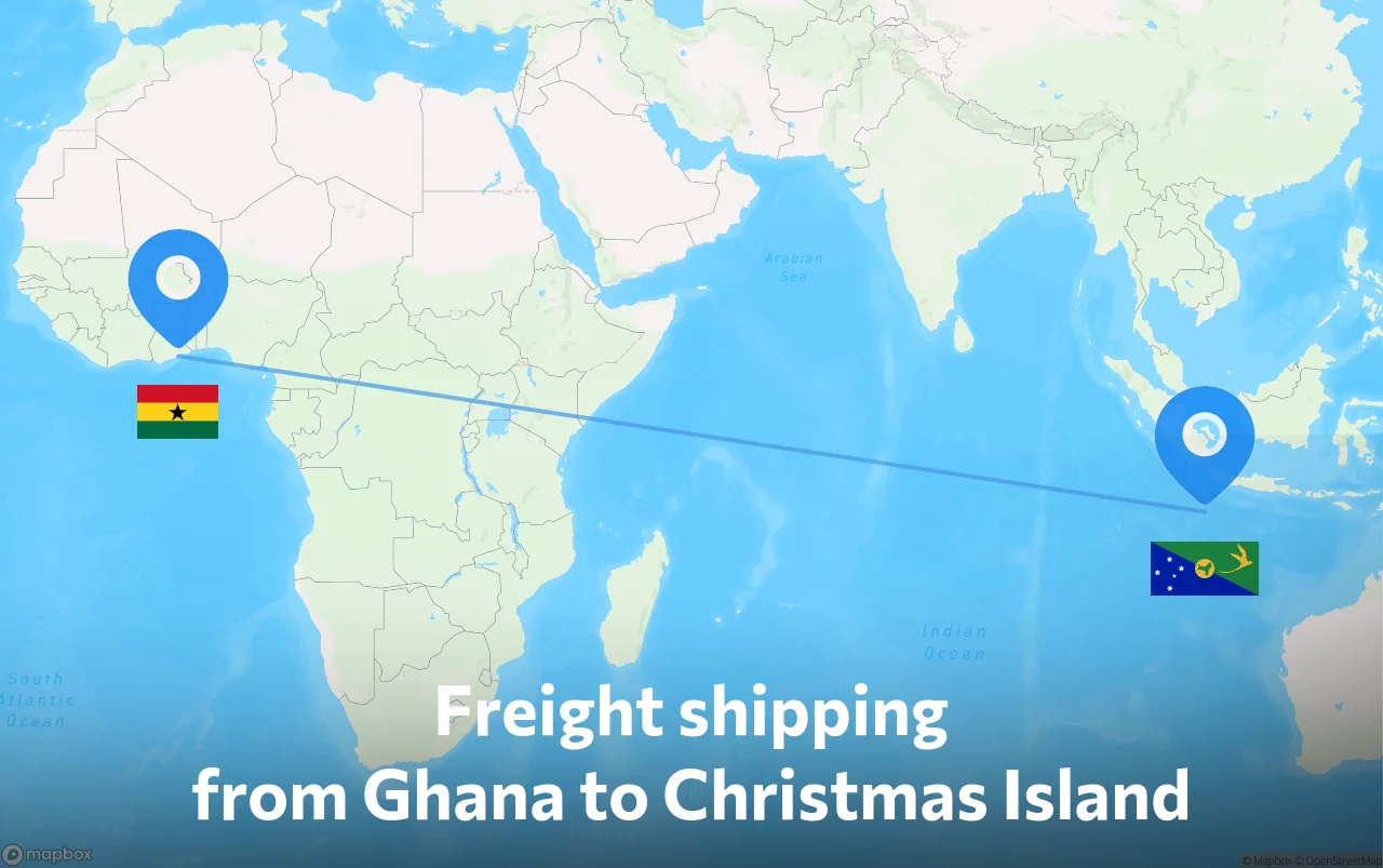 Shipping route from Ghana to Christmas Island