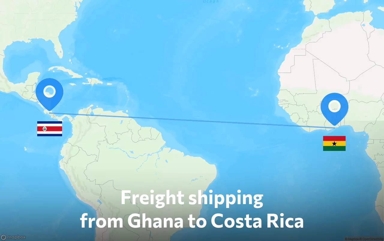 Shipping route from Ghana to Costa Rica