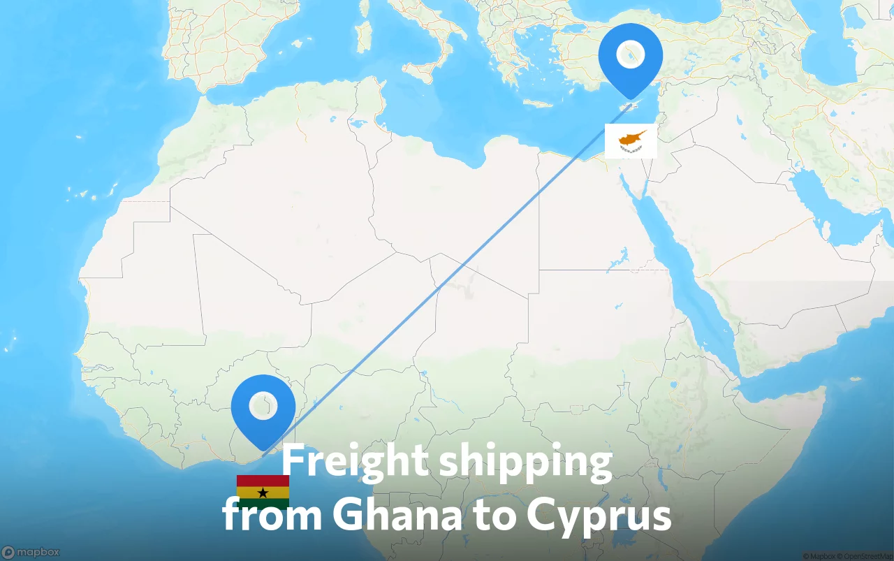 Shipping route from Ghana to Cyprus