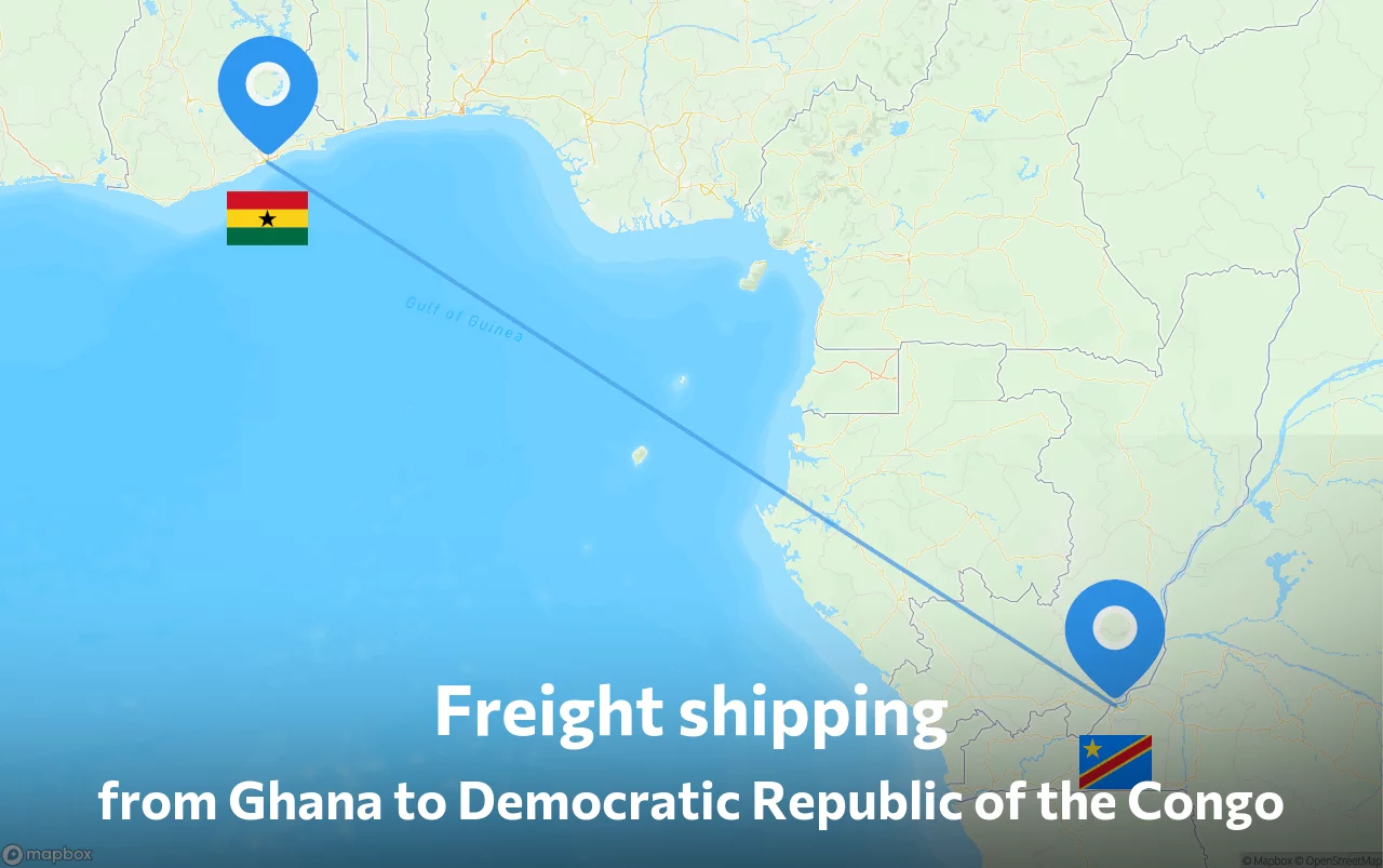 Shipping route from Ghana to Democratic Republic of the Congo