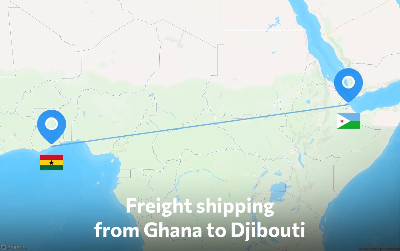 Shipping route from Ghana to Djibouti