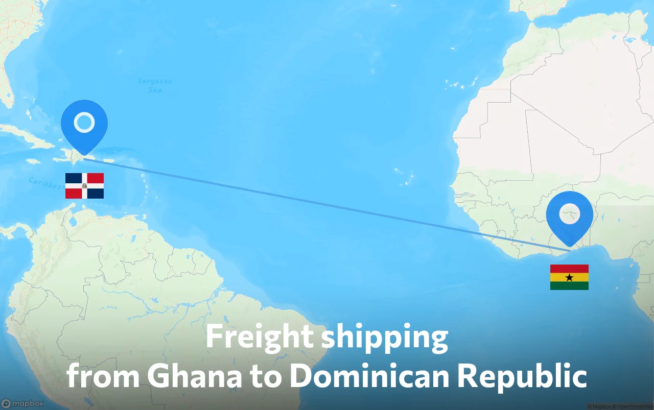 Shipping route from Ghana to Dominican Republic