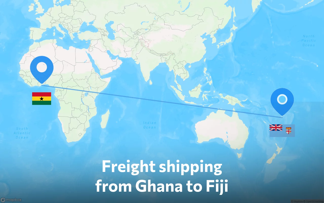 Shipping route from Ghana to Fiji