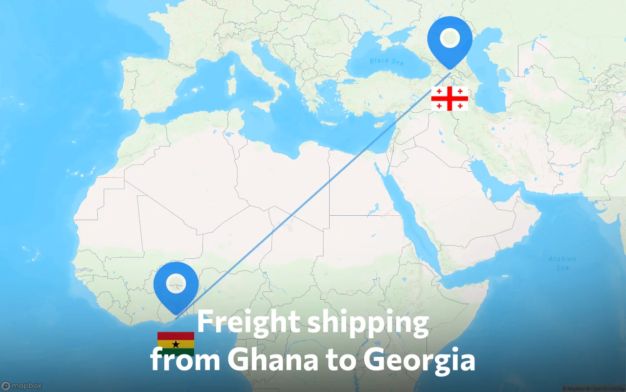 Shipping route from Ghana to Georgia