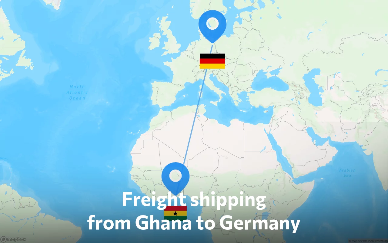 Shipping route from Ghana to Germany