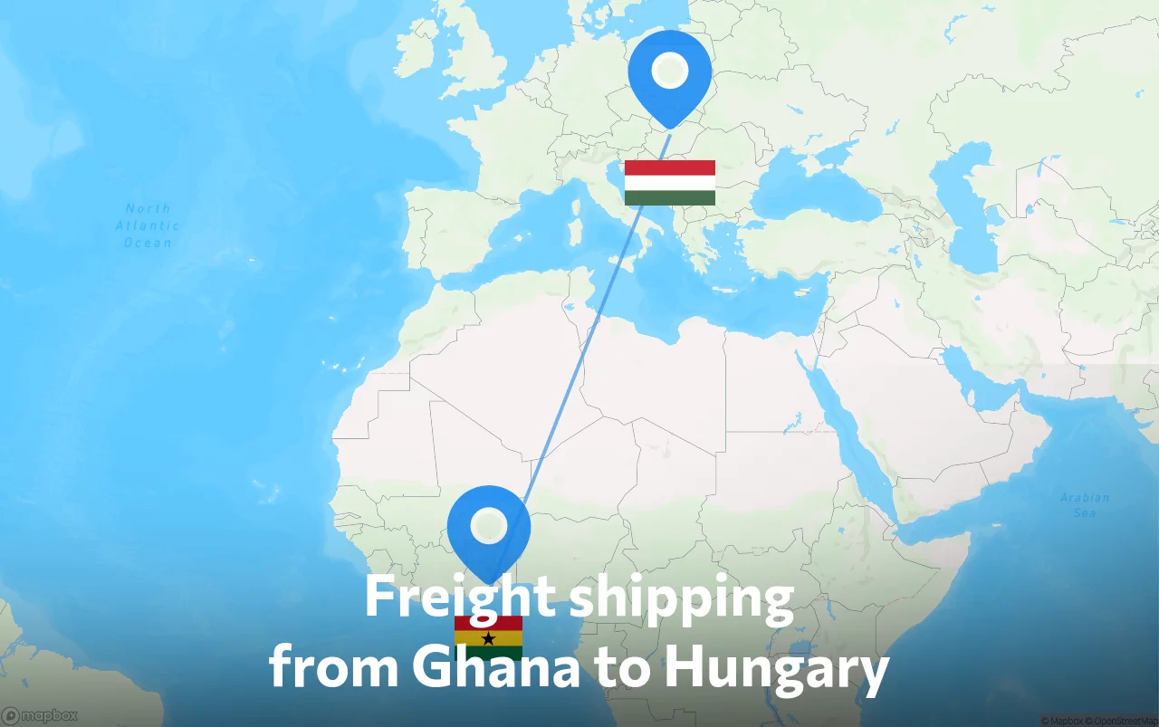 Shipping route from Ghana to Hungary