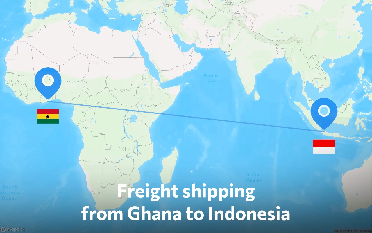 Shipping route from Ghana to Indonesia