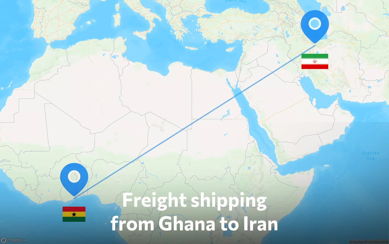 Shipping route from Ghana to Iran