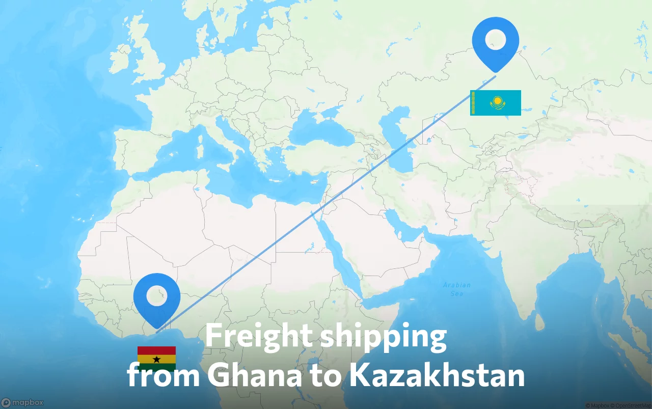 Shipping route from Ghana to Kazakhstan