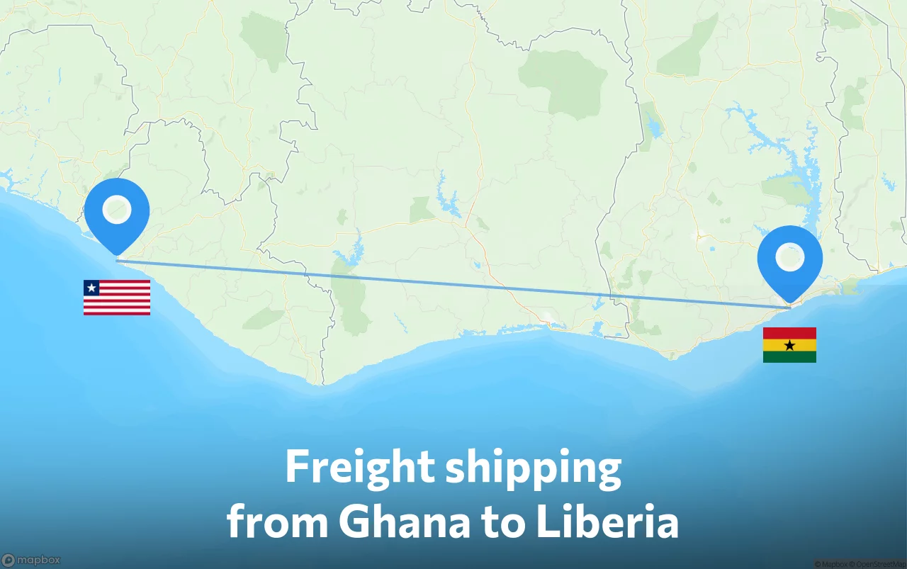 Shipping route from Ghana to Liberia