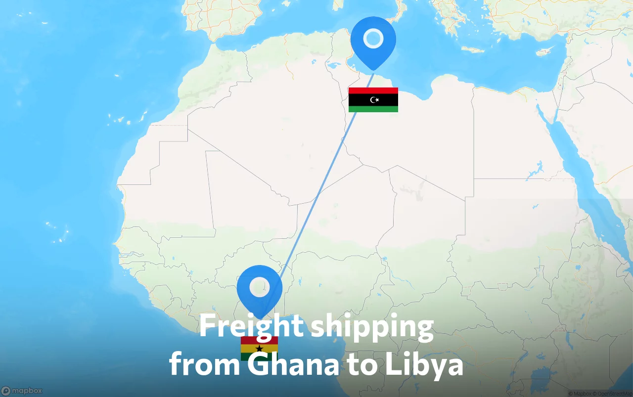 Shipping route from Ghana to Libya