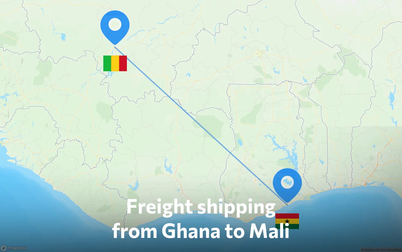 Shipping route from Ghana to Mali