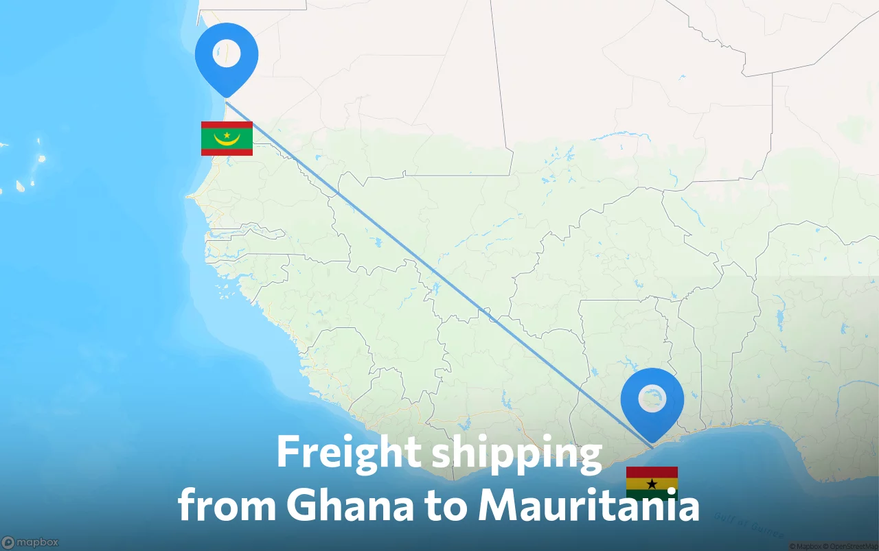 Shipping route from Ghana to Mauritania