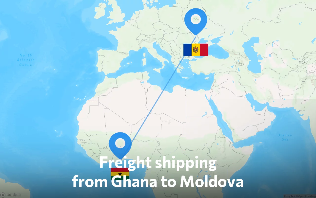 Shipping route from Ghana to Moldova