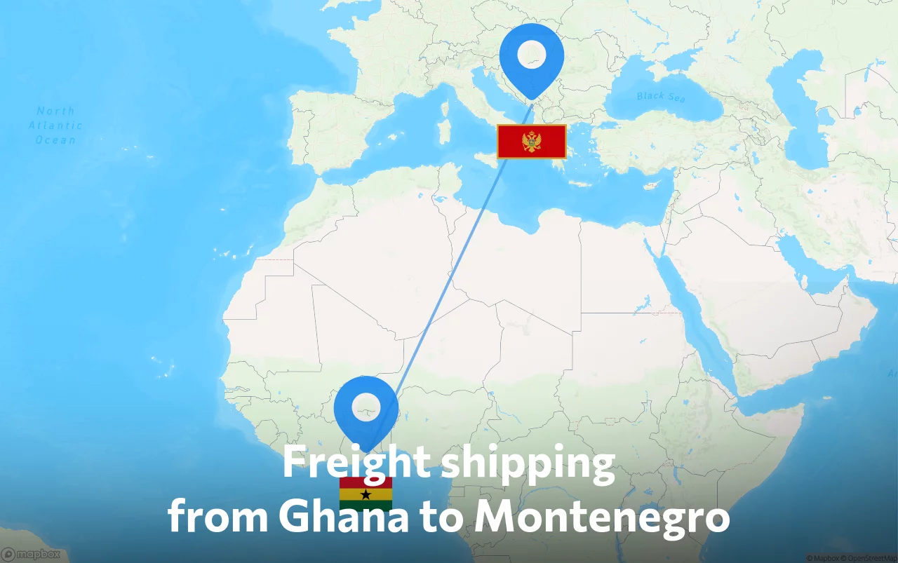 Shipping route from Ghana to Montenegro