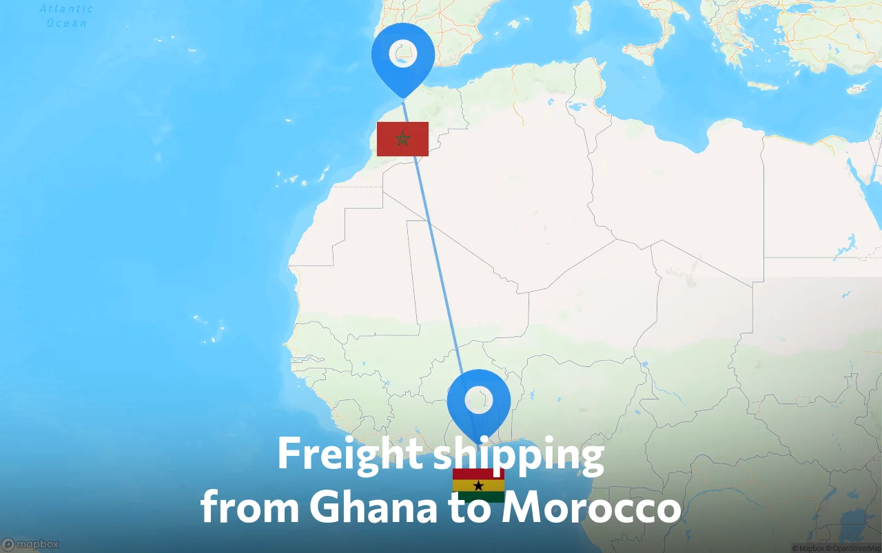 Shipping route from Ghana to Morocco