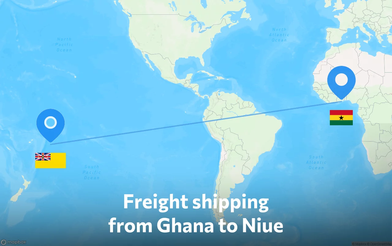 Shipping route from Ghana to Niue