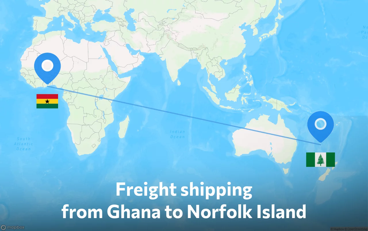 Shipping route from Ghana to Norfolk Island