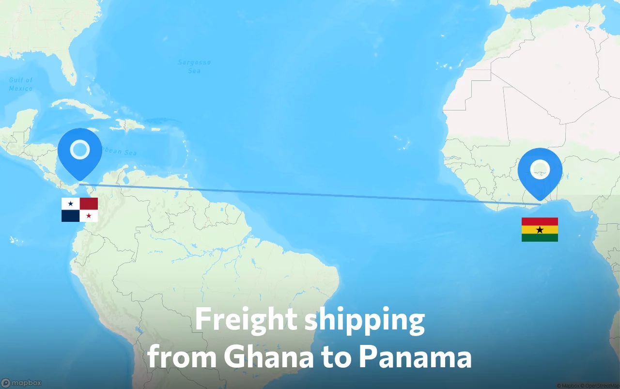 Shipping route from Ghana to Panama