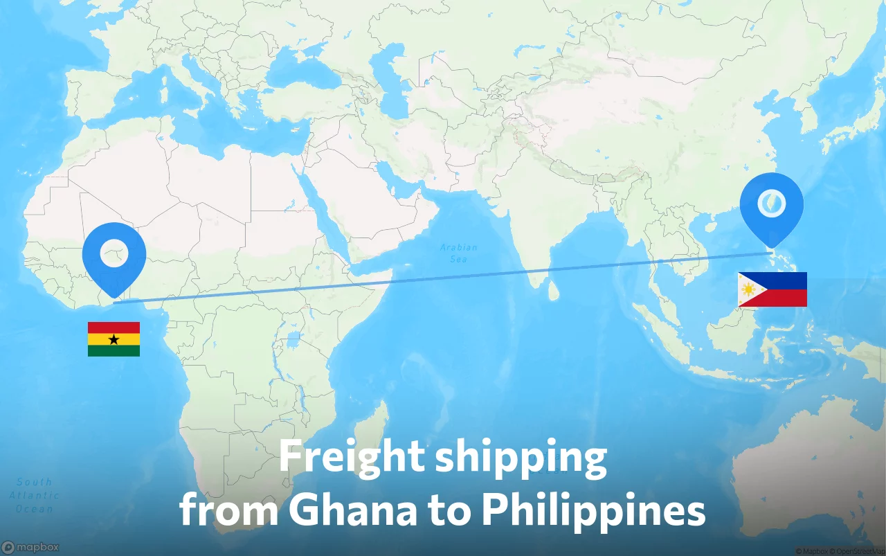 Shipping route from Ghana to Philippines