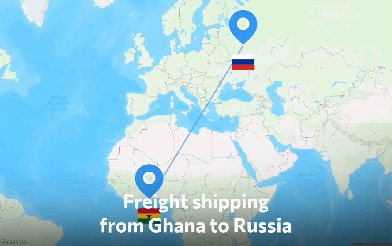 Shipping route from Ghana to Russia