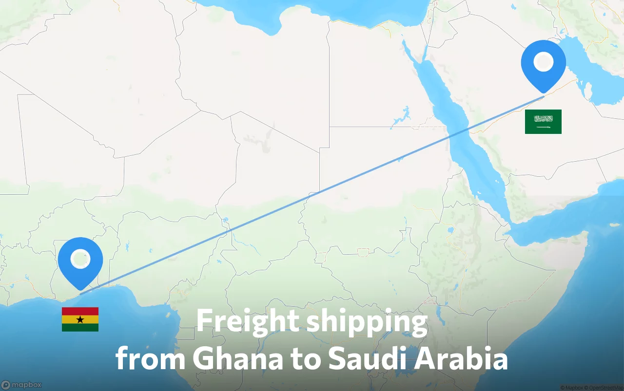 Shipping route from Ghana to Saudi Arabia