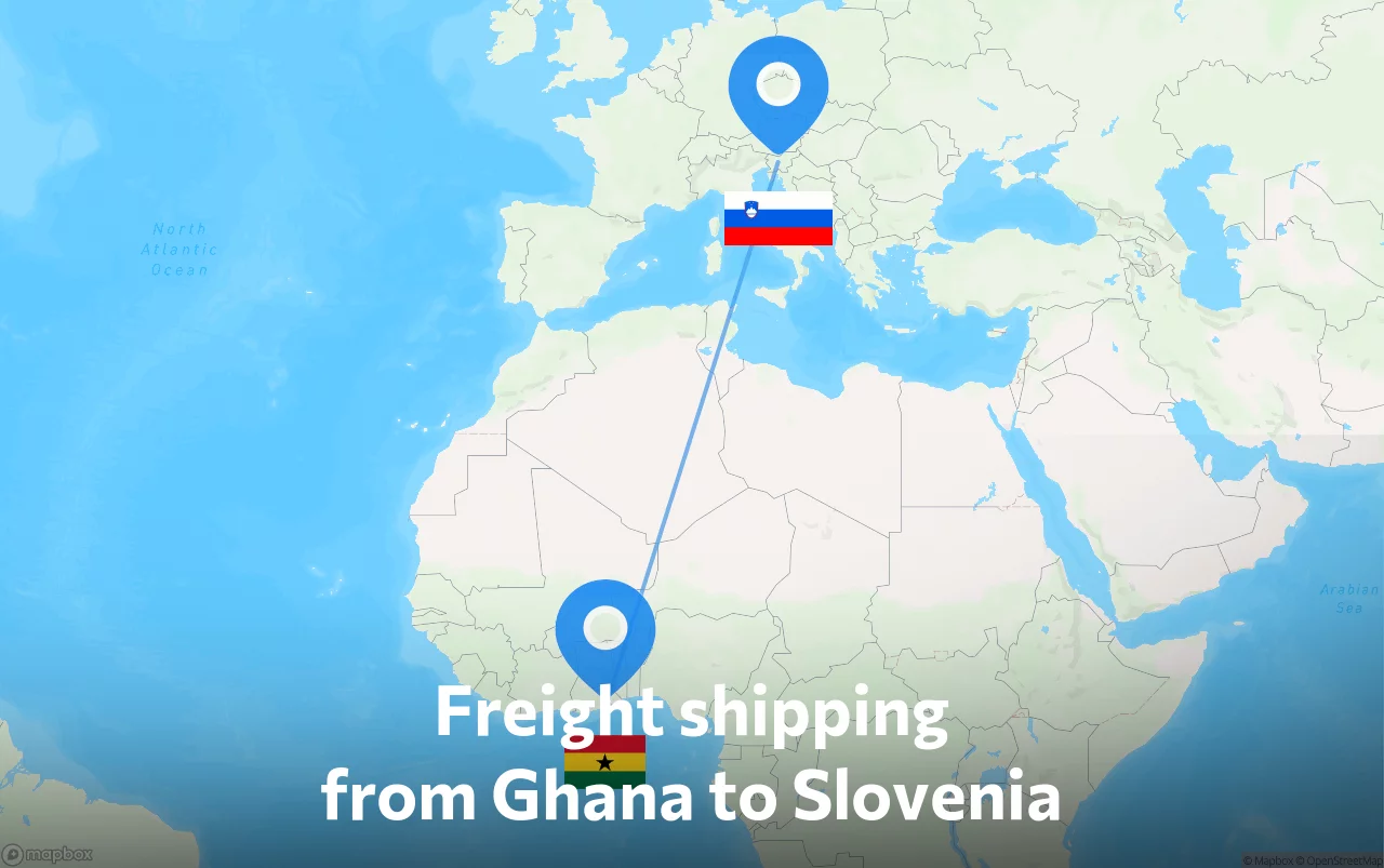 Shipping route from Ghana to Slovenia