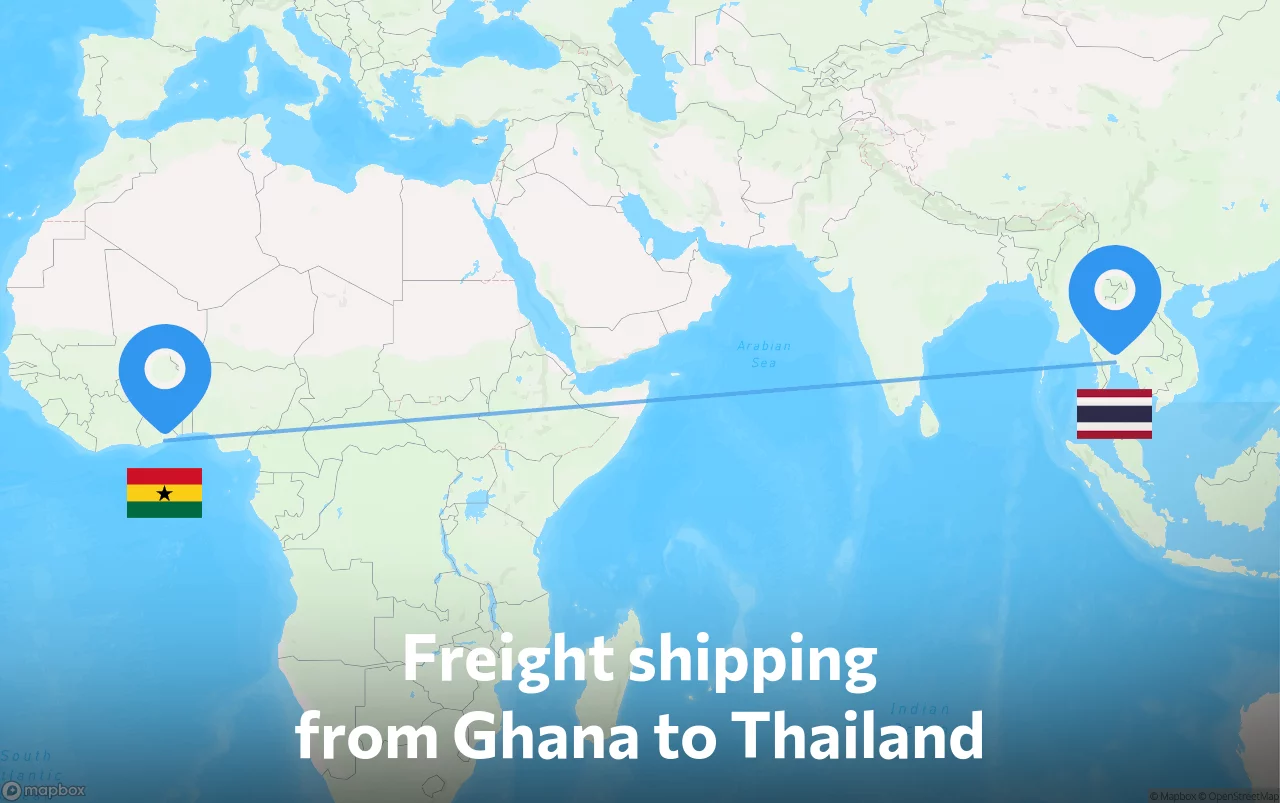 Shipping route from Ghana to Thailand