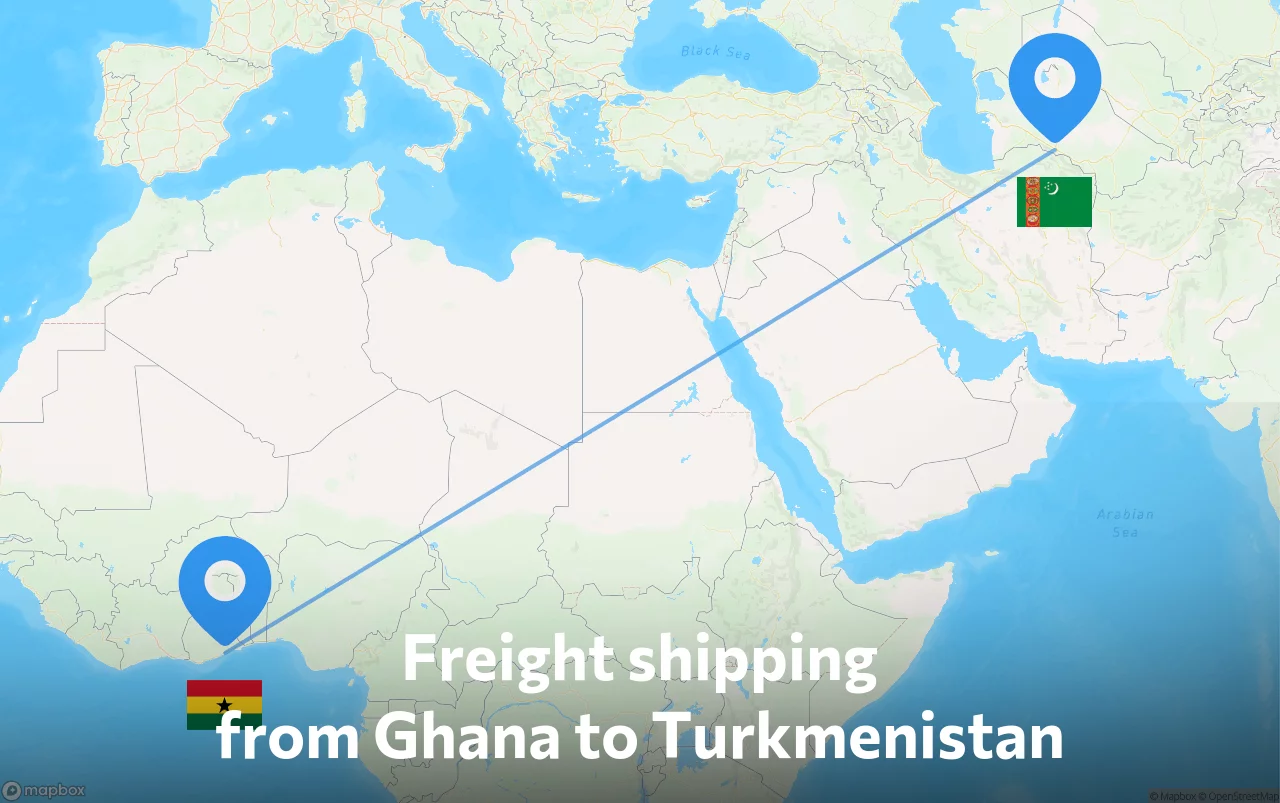 Shipping route from Ghana to Turkmenistan