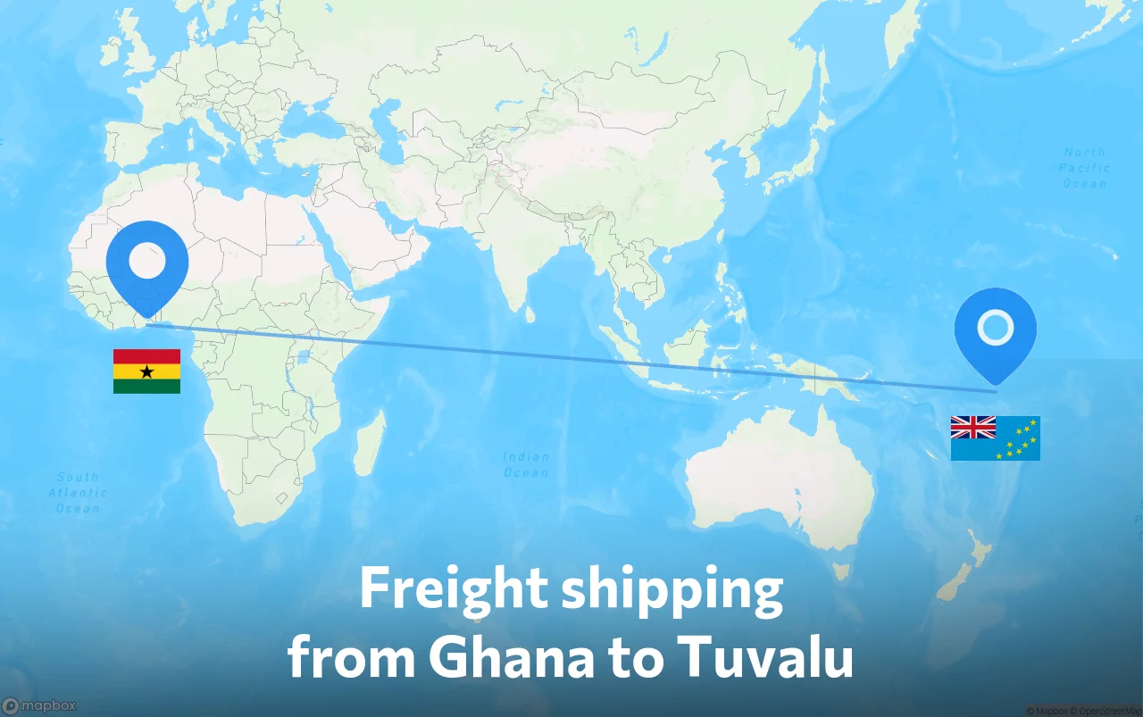 Shipping route from Ghana to Tuvalu