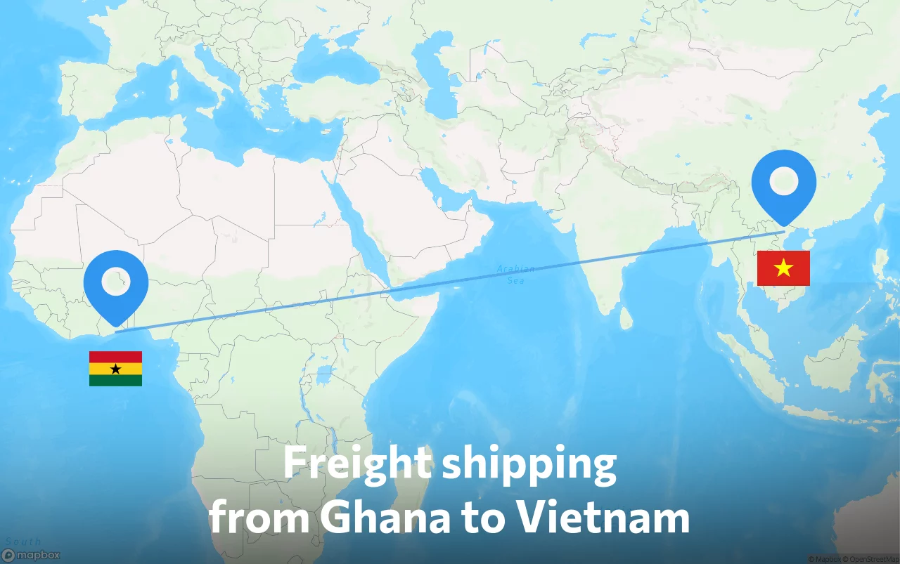 Shipping route from Ghana to Vietnam