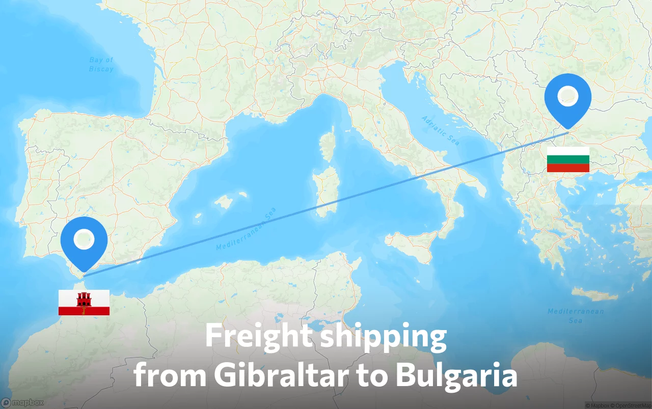Shipping route from Gibraltar to Bulgaria