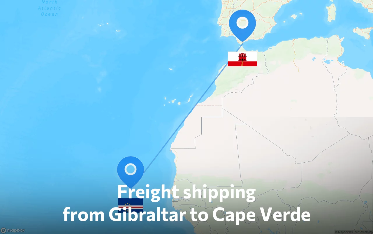Shipping route from Gibraltar to Cape Verde