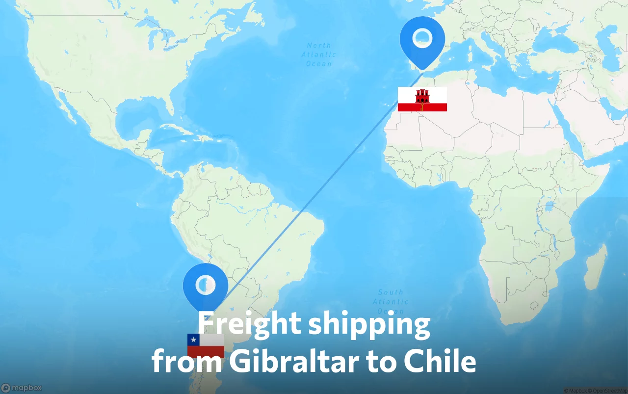 Shipping route from Gibraltar to Chile